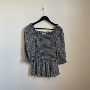 Max Studio Smocked Gingham Top